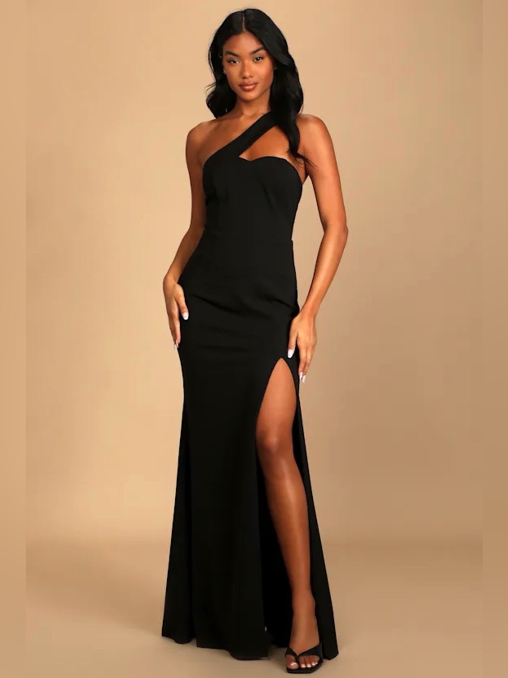 Your Majesty Black Asymmetrical Mermaid Maxi Dress